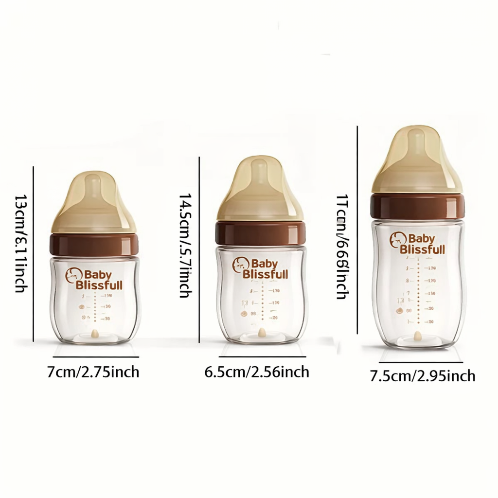 Premium Borosilicate Glass Baby Feeding Bottle (Anti-Colic, Wide Neck)