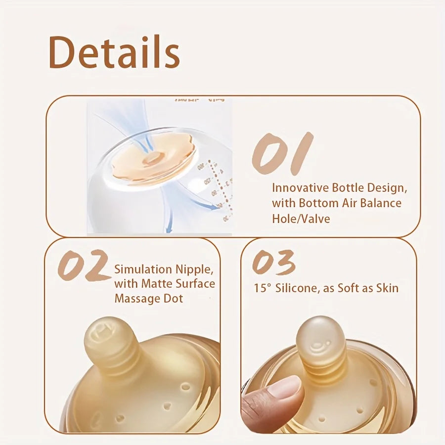 Premium Borosilicate Glass Baby Feeding Bottle (Anti-Colic, Wide Neck)
