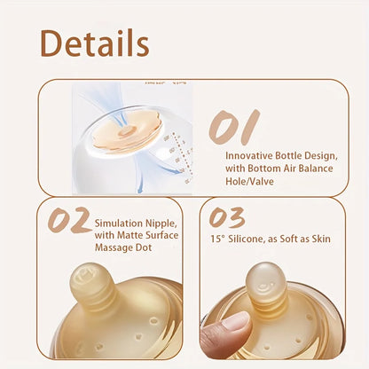 Premium Borosilicate Glass Baby Feeding Bottle (Anti-Colic, Wide Neck)